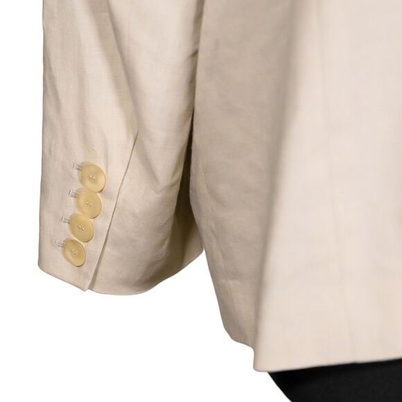 Talbots Women's Blazer Beige Linen Stretch Three Button Italian Suit Jacket 18WP - Picture 9 of 9